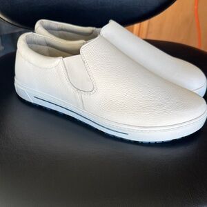 Birkenstock Men's White Leather Slip-On Loafers